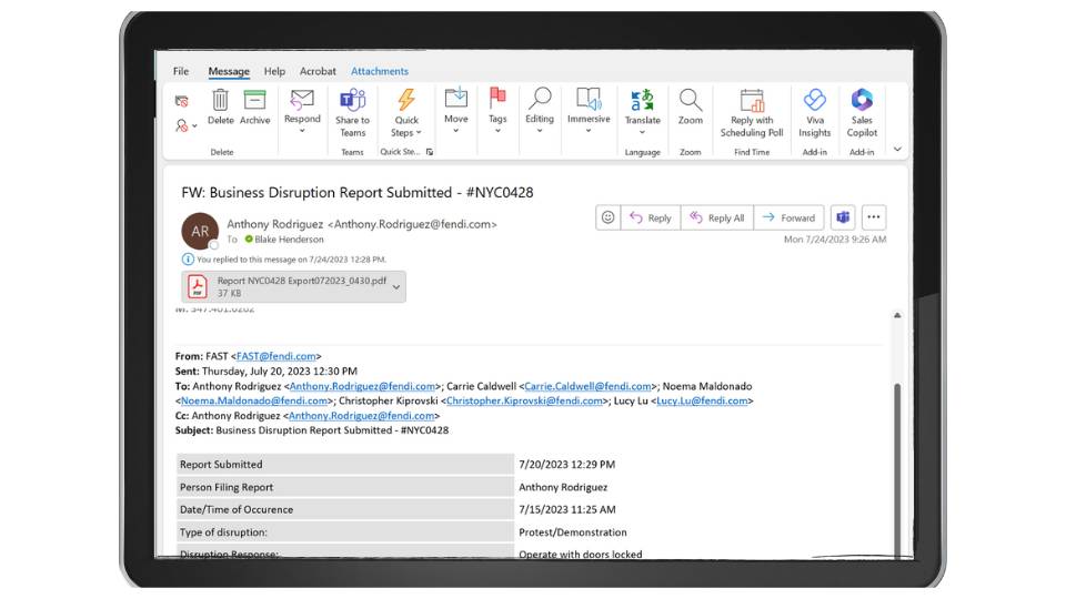 Power Automate Workflow To Generate PDF Report of Incident And Send Email To Administrative Team